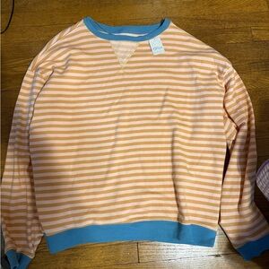 Brand new Free People Classic Striped Crewneck Sweater in Orange and Blue
